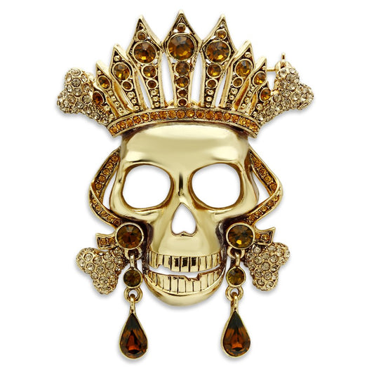 LO2407 - Gold White Metal Brooches with Top Grade Crystal in Multi Color-0