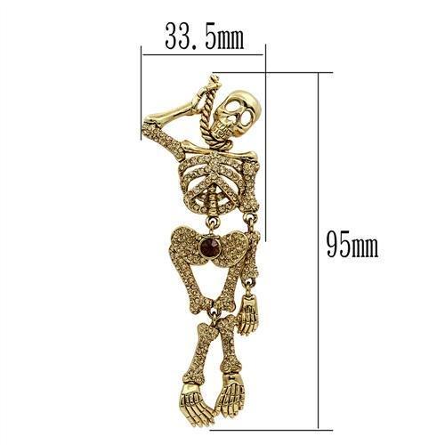 LO2409 - Gold White Metal Brooches with Top Grade Crystal in Multi Color-1