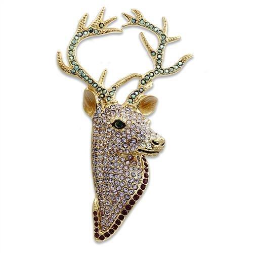 LO2410 - Gold White Metal Brooches with Top Grade Crystal in Multi Color-0