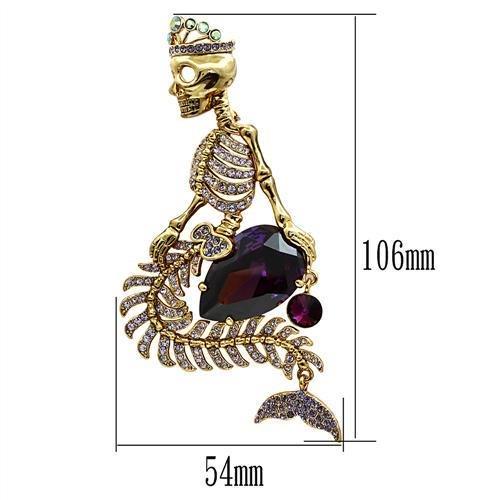 LO2412 - Gold White Metal Brooches with AAA Grade CZ in Amethyst-1