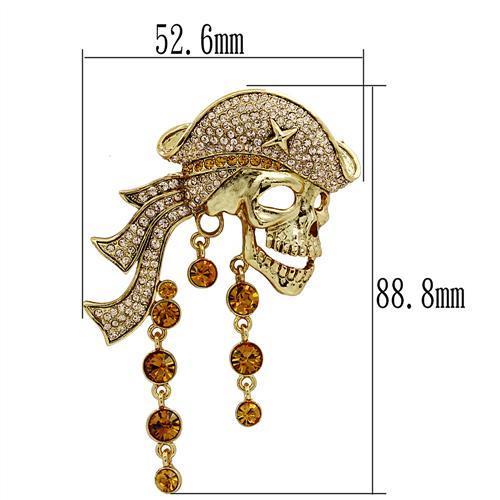 LO2415 - Gold White Metal Brooches with Top Grade Crystal in Multi Color-1