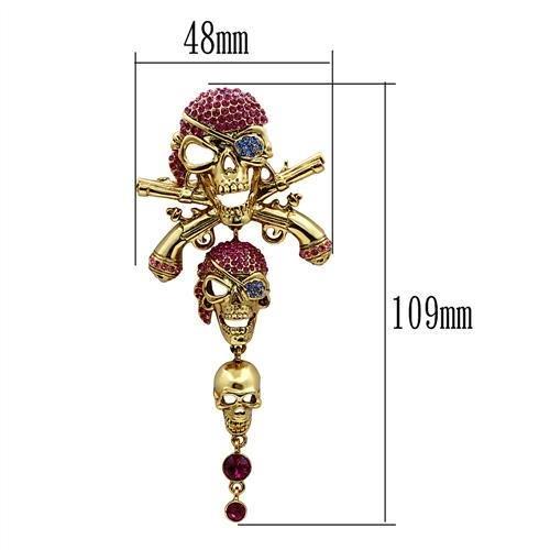 LO2416 - Gold White Metal Brooches with Top Grade Crystal in Multi Color-1