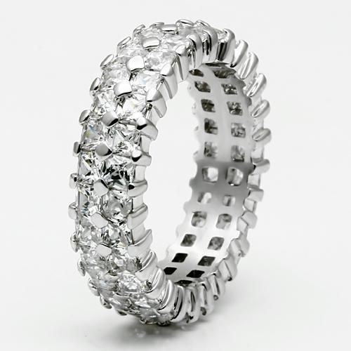 LO2431 - Rhodium Brass Ring with AAA Grade CZ in Clear-2