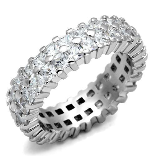 LO2431 - Rhodium Brass Ring with AAA Grade CZ in Clear-0