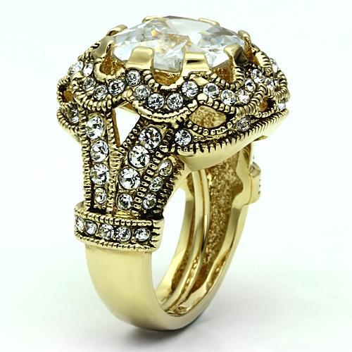 LO2444 - Gold Brass Ring with AAA Grade CZ in Clear-2