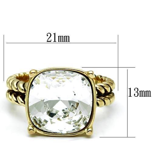 LO2447 - Gold Brass Ring with AAA Grade CZ in Clear-1