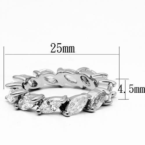 LO2469 - Rhodium Brass Ring with AAA Grade CZ in Clear-1