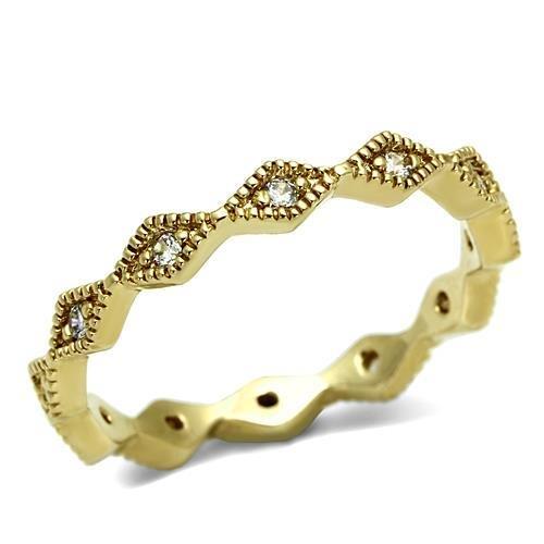 LO2477 - Gold Brass Ring with AAA Grade CZ in Clear-0
