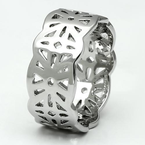 LO2483 - Imitation Rhodium Brass Ring with No Stone-2