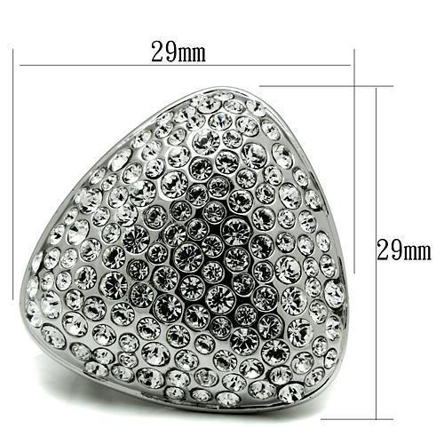 LO2515 - Rhodium Brass Ring with Top Grade Crystal in Clear-1