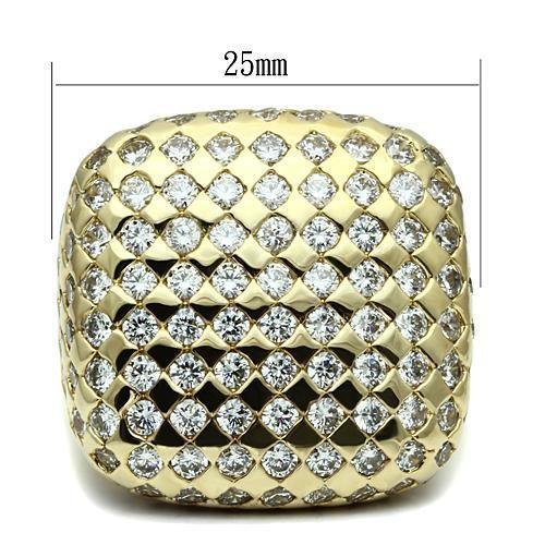 LO2516 - Gold Brass Ring with AAA Grade CZ in Clear-1