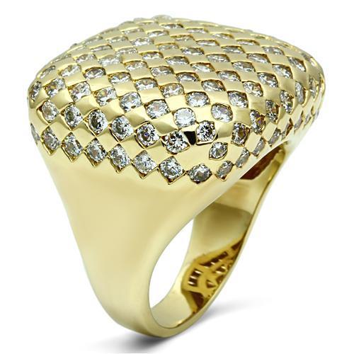LO2516 - Gold Brass Ring with AAA Grade CZ in Clear-2