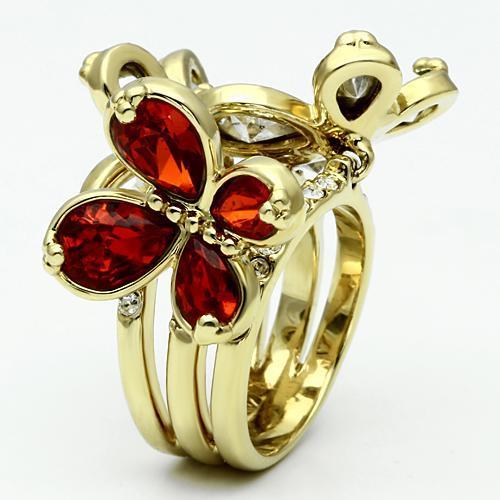 LO2547 - Gold Brass Ring with Assorted in Multi Color-2