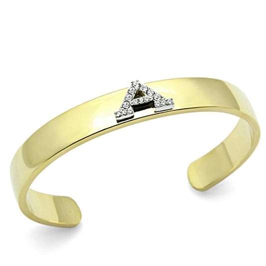 LO2570 - Gold+Rhodium White Metal Bangle with Top Grade Crystal in Clear-0