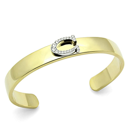 LO2572 - Gold+Rhodium White Metal Bangle with Top Grade Crystal in Clear-0