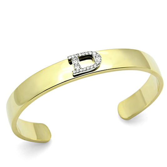LO2573 - Gold+Rhodium White Metal Bangle with Top Grade Crystal in Clear-0