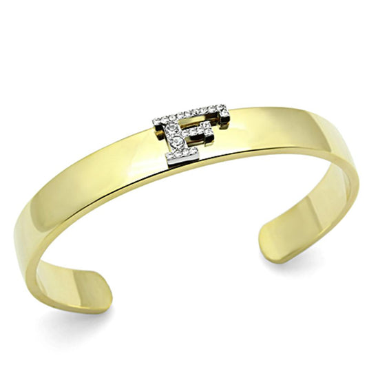 LO2575 - Gold+Rhodium White Metal Bangle with Top Grade Crystal in Clear-0