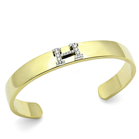 LO2577 - Gold+Rhodium White Metal Bangle with Top Grade Crystal in Clear-0
