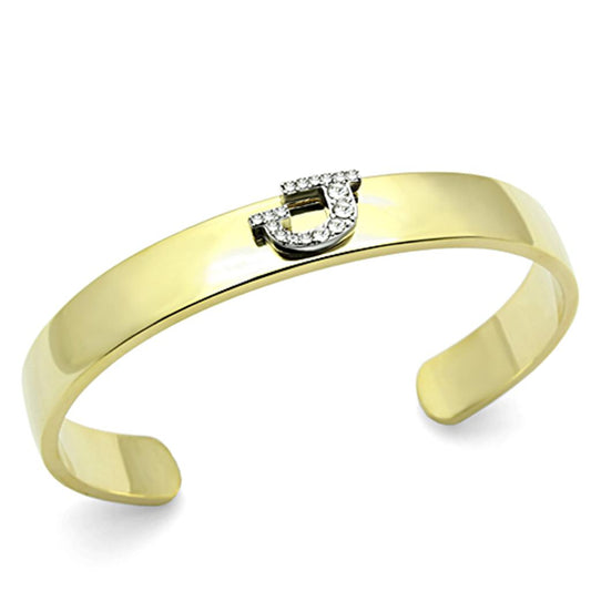 LO2579 - Gold+Rhodium White Metal Bangle with Top Grade Crystal in Clear-0