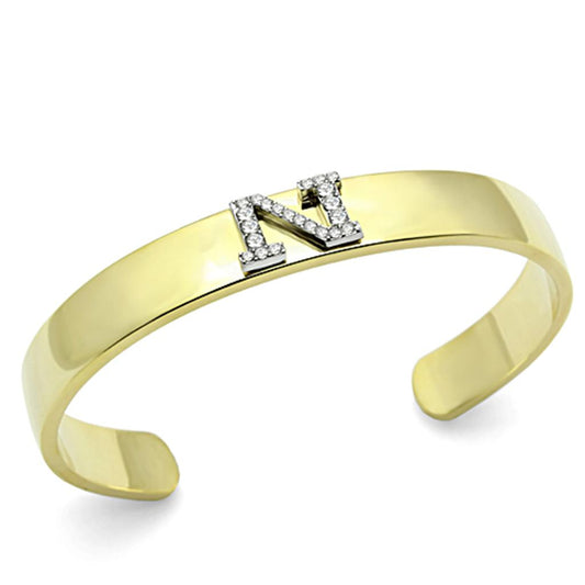 LO2583 - Gold+Rhodium White Metal Bangle with Top Grade Crystal in Clear-0