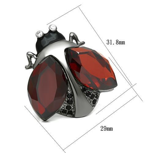LO2601 - Ruthenium Brass Ring with AAA Grade CZ in Garnet-1