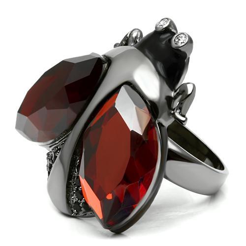 LO2601 - Ruthenium Brass Ring with AAA Grade CZ in Garnet-2