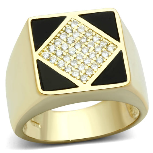 LO2608 - Gold Brass Ring with AAA Grade CZ in Clear-0