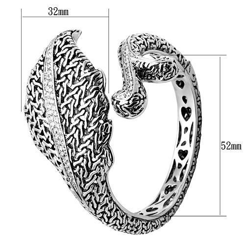 LO2618 - Rhodium Brass Bangle with AAA Grade CZ in Clear-1