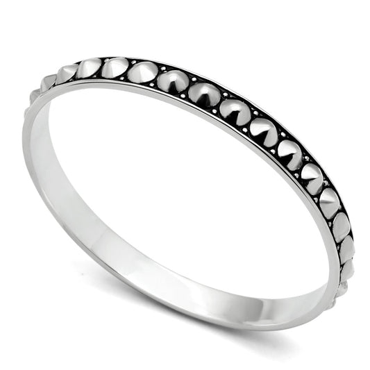 LO2620 - Rhodium Brass Bangle with No Stone-0