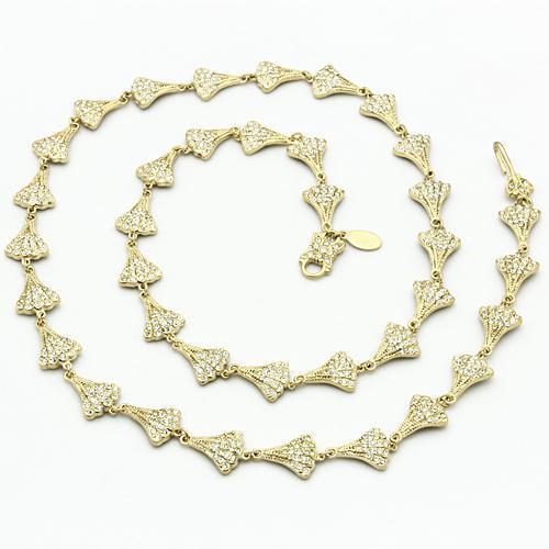 LO2625 - Gold Brass Necklace with Top Grade Crystal in Clear-1