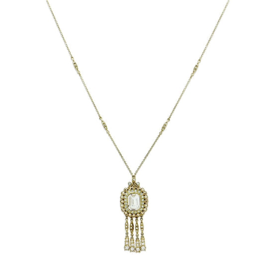 LO2626 - Gold Brass Necklace with Top Grade Crystal in Clear-0