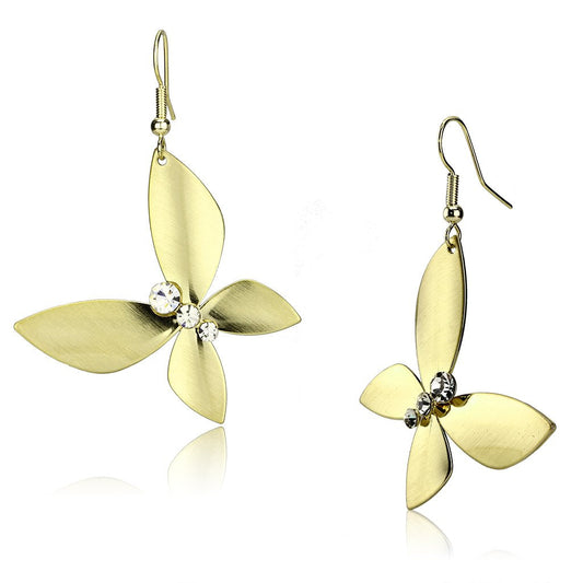 LO2651 - Matte Gold & Gold Iron Earrings with Top Grade Crystal in Clear-0