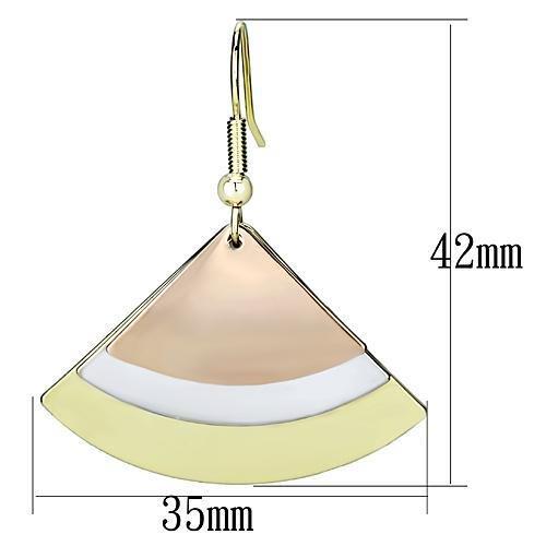 LO2661 - Rhodium + Gold + Rose Gold Iron Earrings with No Stone-1