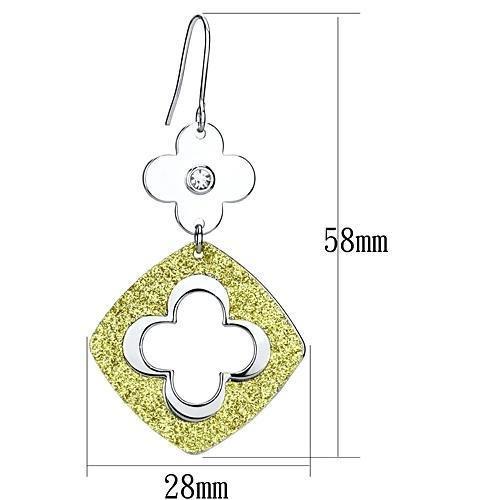 LO2667 - Rhodium Iron Earrings with Top Grade Crystal in Clear-1