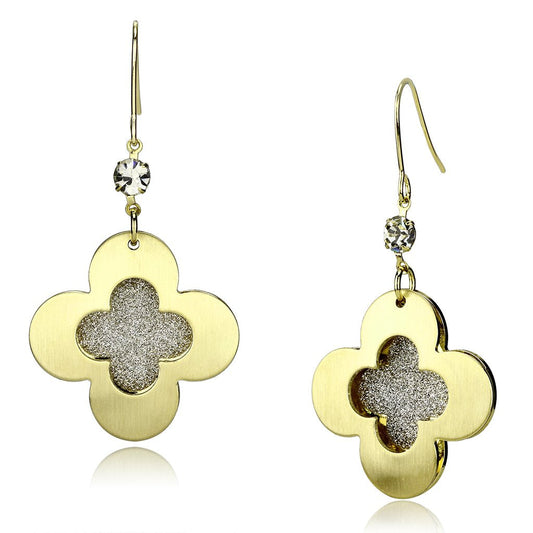 LO2668 - Matte Gold & Gold Iron Earrings with Top Grade Crystal in Clear-0