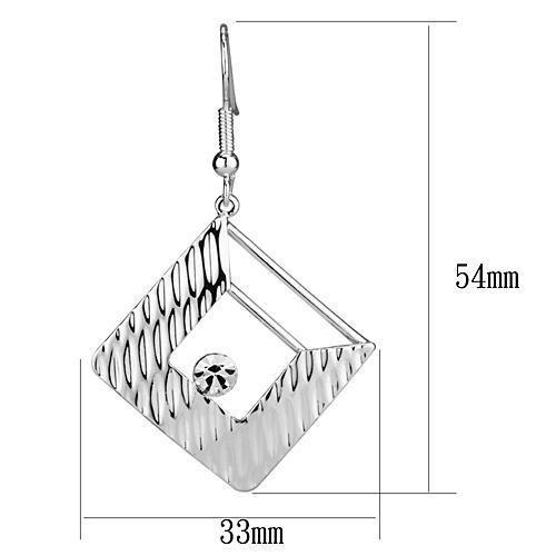 LO2678 - Rhodium Iron Earrings with Top Grade Crystal in Clear-1