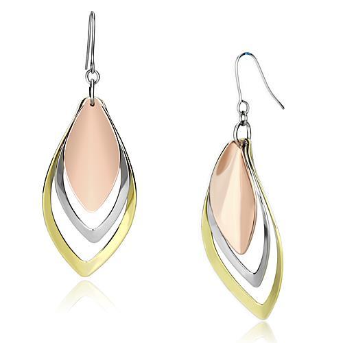 LO2681 - Rhodium + Gold + Rose Gold Iron Earrings with No Stone-0