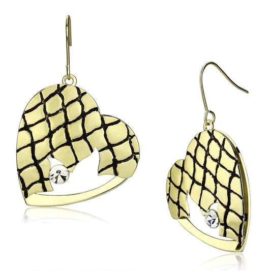 LO2688 - Matte Gold & Gold Iron Earrings with Top Grade Crystal in Clear-0
