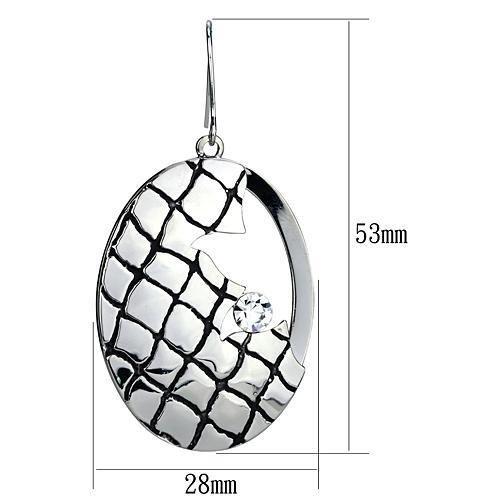 LO2690 - Rhodium Iron Earrings with Top Grade Crystal in Clear-1