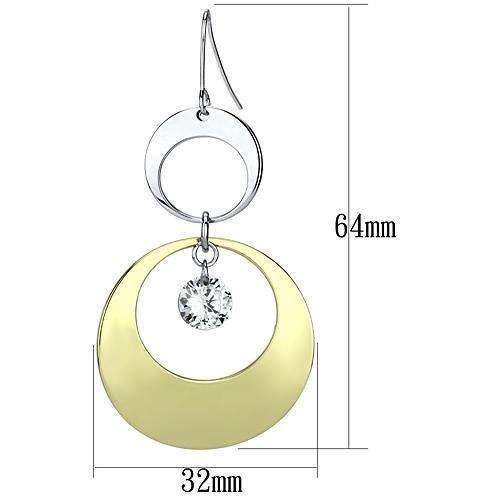 LO2691 - Gold+Rhodium Iron Earrings with AAA Grade CZ in Clear-1