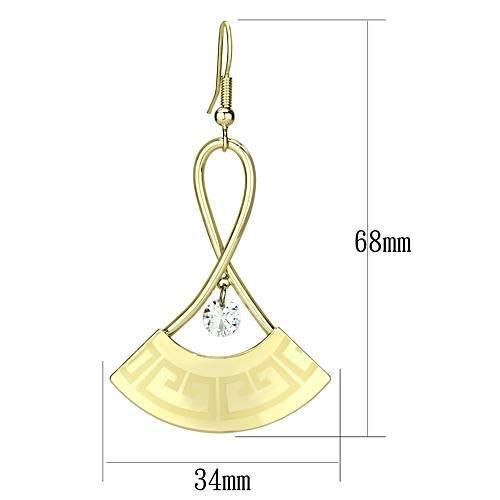 LO2707 - Gold Iron Earrings with AAA Grade CZ in Clear-1