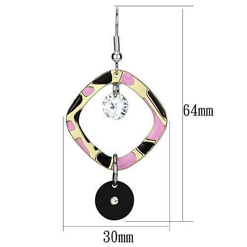 LO2711 - Special Color Iron Earrings with AAA Grade CZ in Clear-1