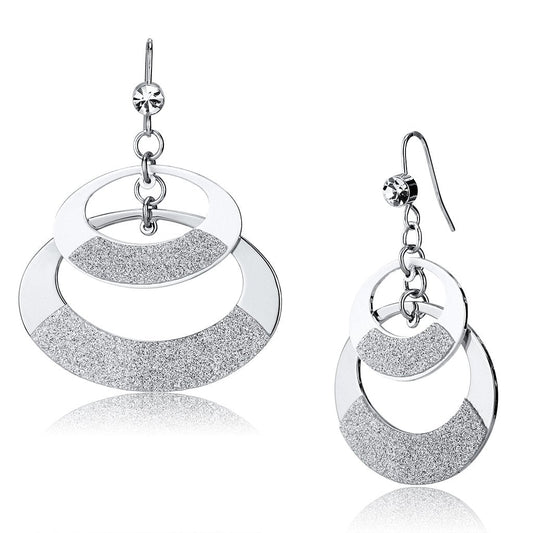 LO2714 - Matte Rhodium & Rhodium Iron Earrings with Top Grade Crystal in Clear-0