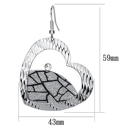 LO2724 - Rhodium Iron Earrings with Top Grade Crystal in Clear-1