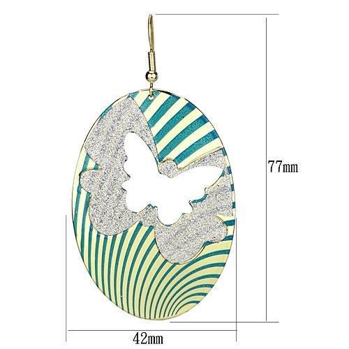 LO2726 - Gold Iron Earrings with Epoxy in Capri Blue-1