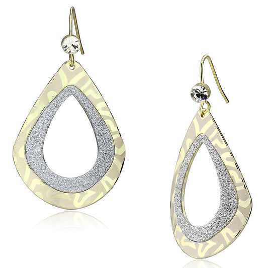LO2729 - Gold Iron Earrings with Top Grade Crystal in Clear-0