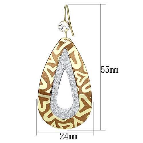 LO2732 - Gold Iron Earrings with Top Grade Crystal in Clear-1