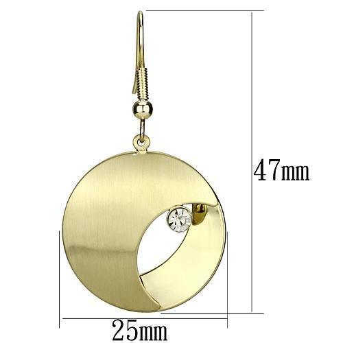 LO2738 - Matte Gold & Gold Iron Earrings with Top Grade Crystal in Clear-1
