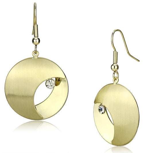 LO2738 - Matte Gold & Gold Iron Earrings with Top Grade Crystal in Clear-0