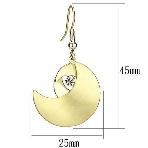 LO2739 - Matte Gold & Gold Iron Earrings with Top Grade Crystal in Clear-1